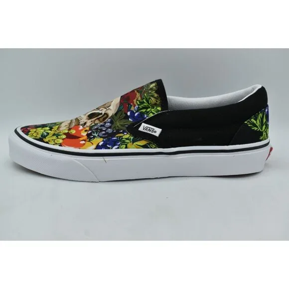 Vans Womens Size 9.5 Black White Fruit Skull Classic Slip On Sneakers Shoes - Picture 8 of 13